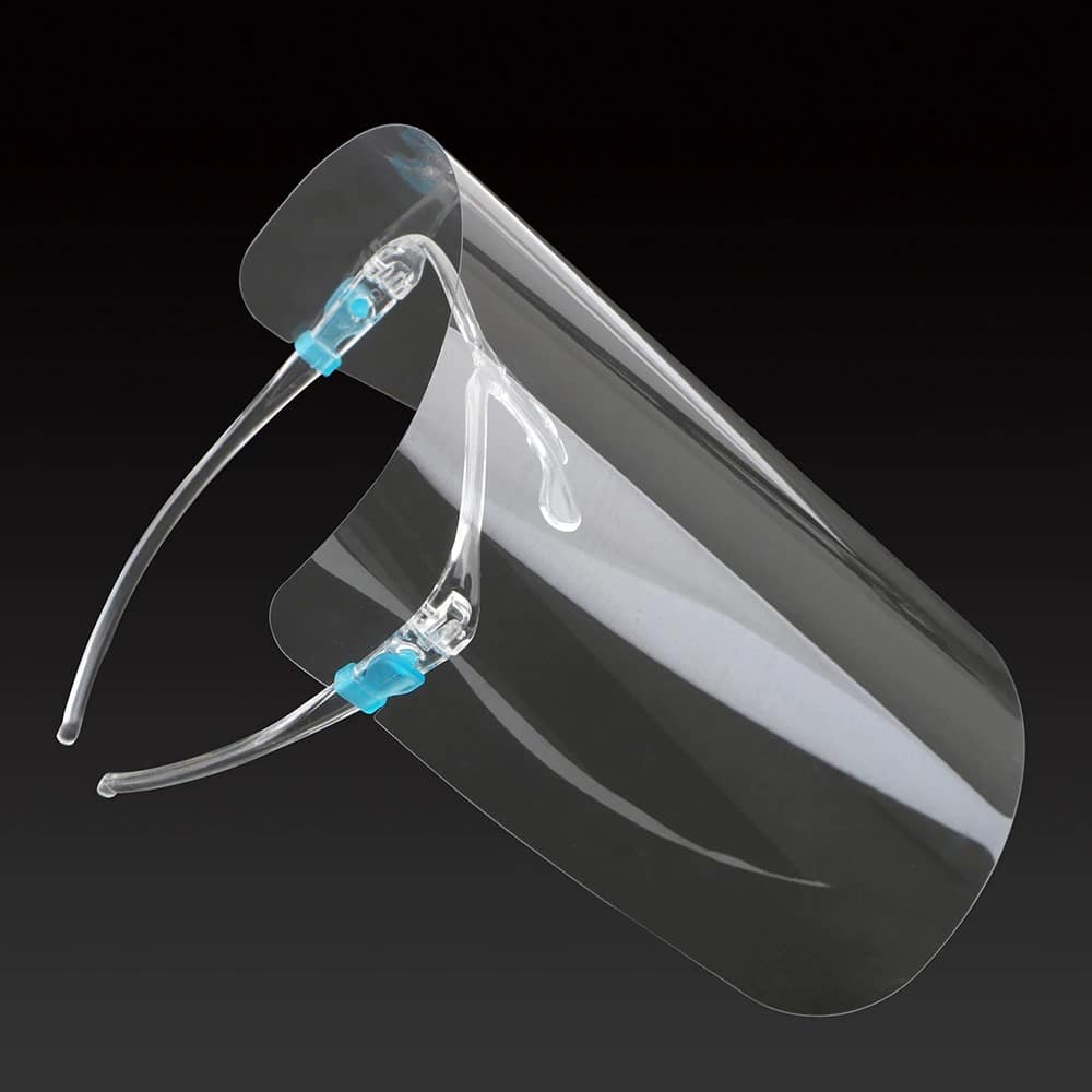 Clear reusable face visor on a headband