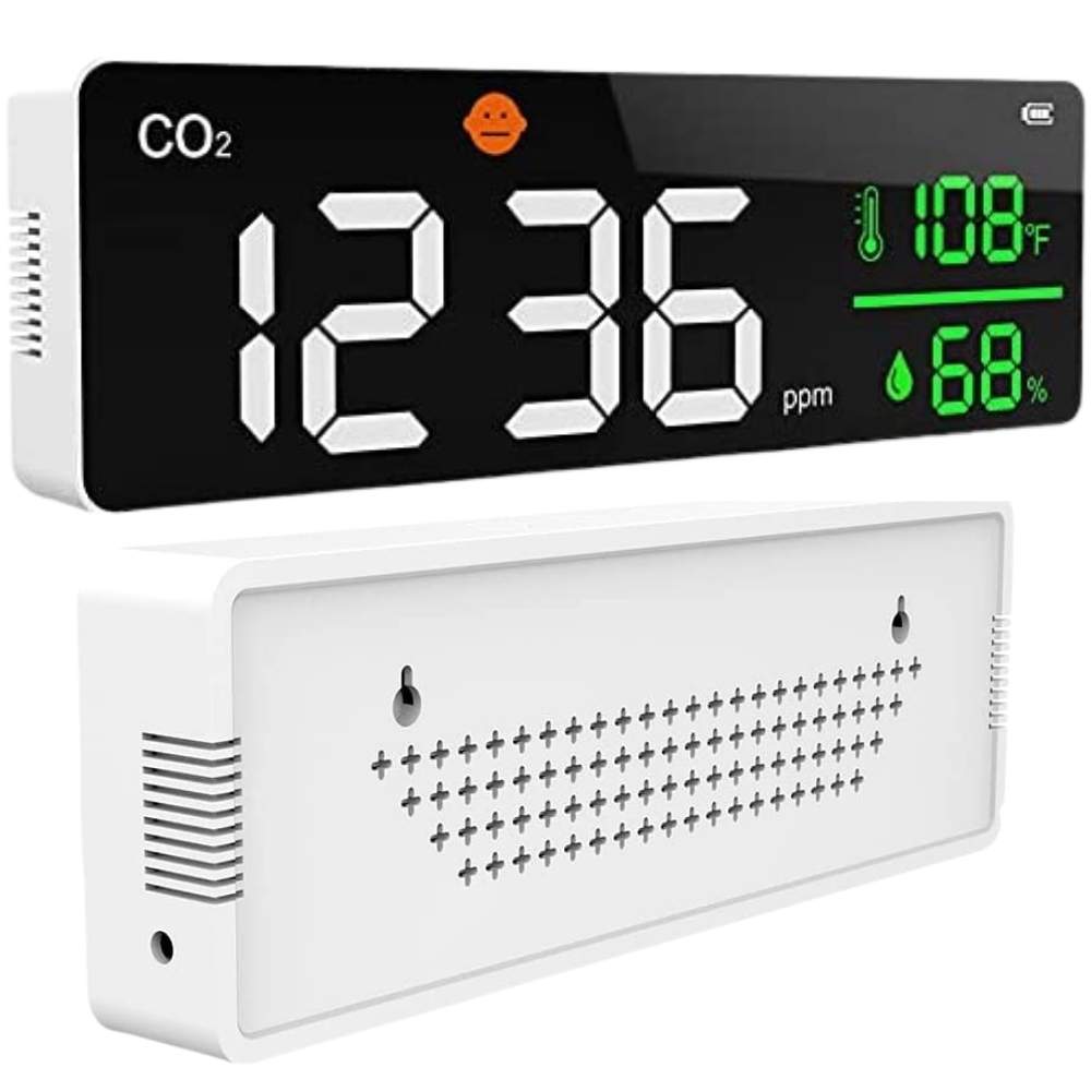 Wall mounted air quality sensor in place on a wall